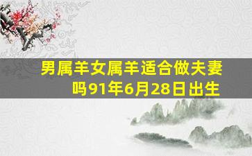 男属羊女属羊适合做夫妻吗91年6月28日出生