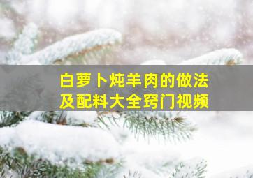 白萝卜炖羊肉的做法及配料大全窍门视频