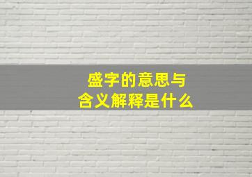 盛字的意思与含义解释是什么