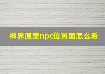 神界原罪npc位置图怎么看