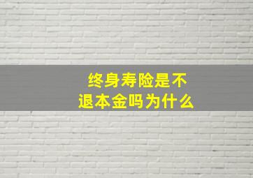 终身寿险是不退本金吗为什么