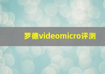 罗德videomicro评测