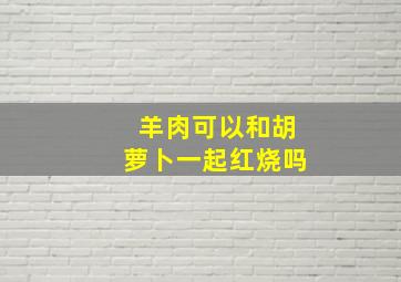 羊肉可以和胡萝卜一起红烧吗