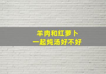 羊肉和红萝卜一起炖汤好不好