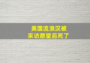 美国流浪汉被采访愿望后死了