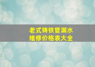 老式铸铁管漏水维修价格表大全