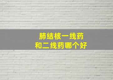 肺结核一线药和二线药哪个好