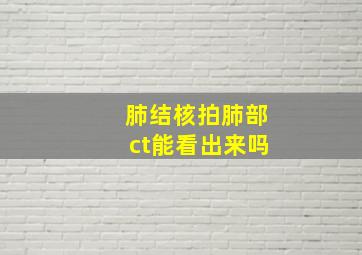 肺结核拍肺部ct能看出来吗