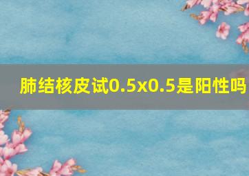 肺结核皮试0.5x0.5是阳性吗