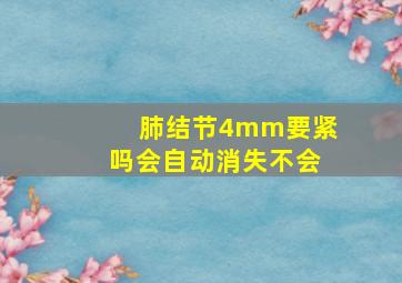 肺结节4mm要紧吗会自动消失不会