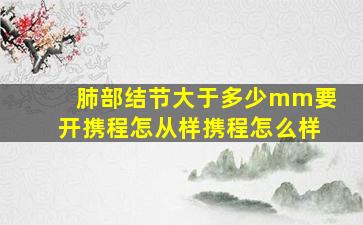 肺部结节大于多少mm要开携程怎从样携程怎么样