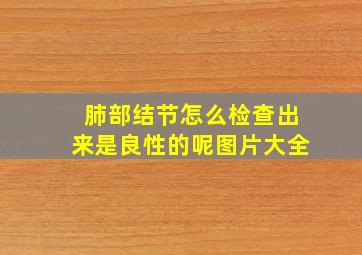 肺部结节怎么检查出来是良性的呢图片大全