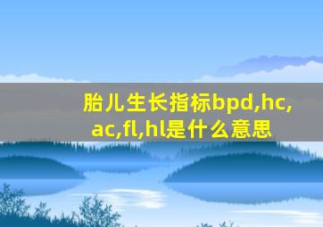 胎儿生长指标bpd,hc,ac,fl,hl是什么意思