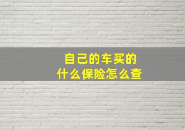 自己的车买的什么保险怎么查