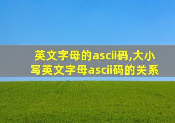 英文字母的ascii码,大小写英文字母ascii码的关系