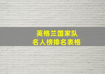 英格兰国家队名人榜排名表格