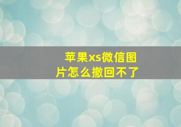 苹果xs微信图片怎么撤回不了