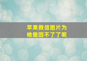 苹果微信图片为啥撤回不了了呢