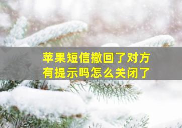 苹果短信撤回了对方有提示吗怎么关闭了