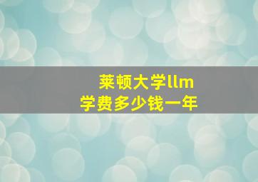 莱顿大学llm学费多少钱一年