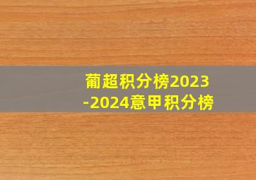 葡超积分榜2023-2024意甲积分榜