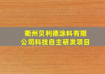 衢州贝利德涂料有限公司科技自主研发项目