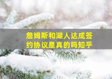 詹姆斯和湖人达成签约协议是真的吗知乎