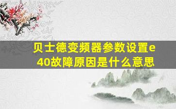 贝士德变频器参数设置e40故障原因是什么意思