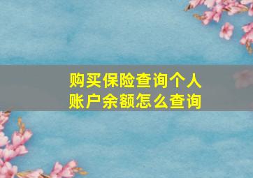 购买保险查询个人账户余额怎么查询