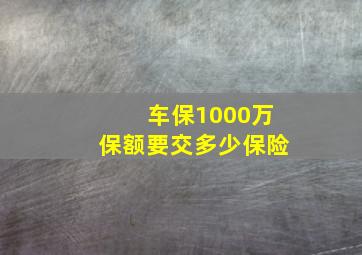 车保1000万保额要交多少保险