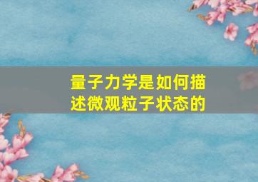 量子力学是如何描述微观粒子状态的