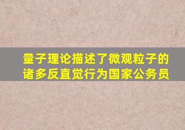 量子理论描述了微观粒子的诸多反直觉行为国家公务员