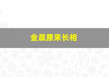 金晨原来长相