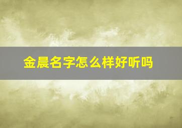 金晨名字怎么样好听吗