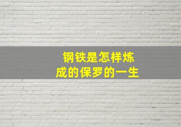 钢铁是怎样炼成的保罗的一生