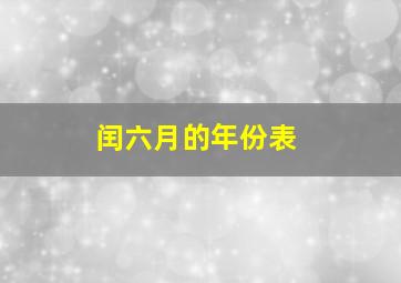 闰六月的年份表