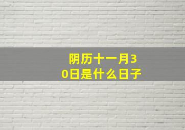 阴历十一月30日是什么日子