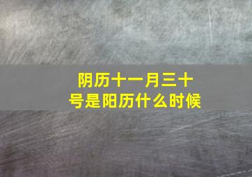 阴历十一月三十号是阳历什么时候