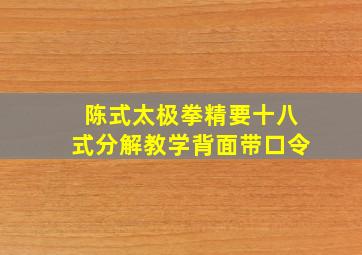 陈式太极拳精要十八式分解教学背面带口令