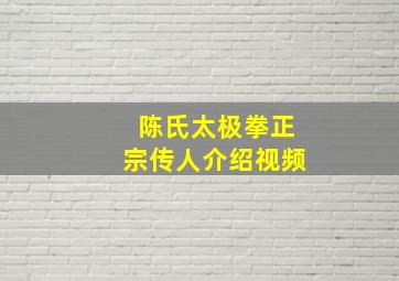 陈氏太极拳正宗传人介绍视频