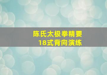 陈氏太极拳精要18式背向演练