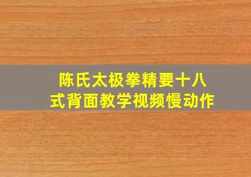 陈氏太极拳精要十八式背面教学视频慢动作