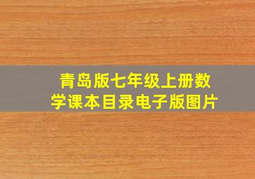 青岛版七年级上册数学课本目录电子版图片