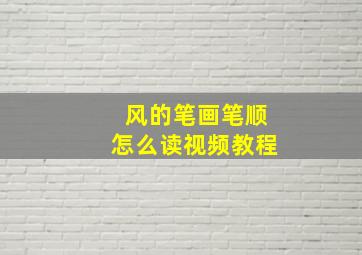 风的笔画笔顺怎么读视频教程