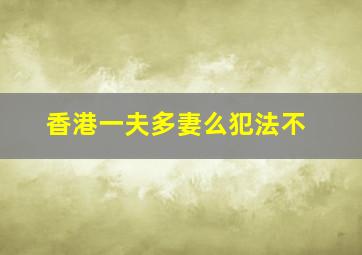 香港一夫多妻么犯法不