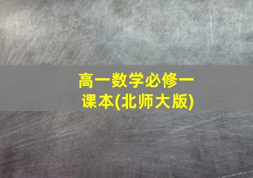 高一数学必修一课本(北师大版)