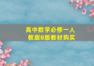 高中数学必修一人教版B版教材购买