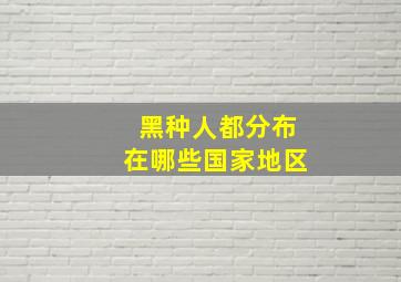 黑种人都分布在哪些国家地区